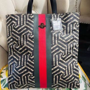 Gucci Black and Red Geometric Tote